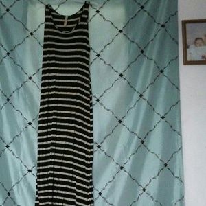 A black and cream maxi dress